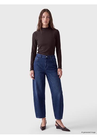 Lcw Modest Kahverengi Dik Yaka Kadın Fitilli Body