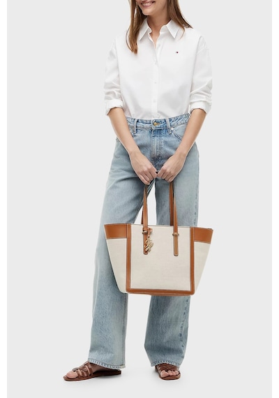 Tommy Hilfiger Keten Karışımlı Omuz Askılı Kanvas Çanta Kadın Çanta Aw0aw18829 Gb8 Bej