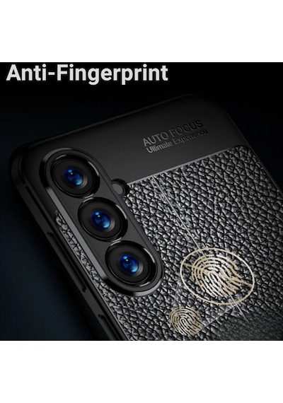 Samsung Galaxy S24 Uyumlu Deri Desenli Silikon Kılıf - Ultra Darbe Emici Kamera Korumalı Kapak Siyah