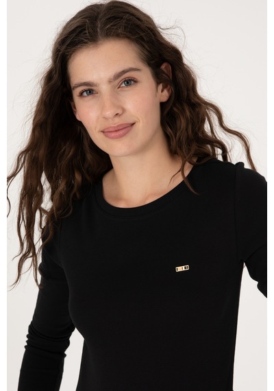 U.S. Polo Assn. Kadın Siyah Slim Bisiklet Yaka Basic Sweatshırt 50315419-VR046