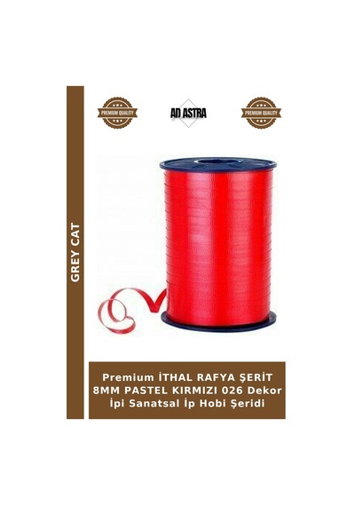 Premium İthal Rafya Şerit 8mm Pastel Kırmızı 026 Dekor İpi Sanatsal İp Hobi Şeridi