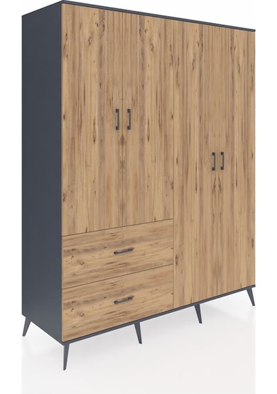 Kronos Gardrop 4 Raflı 2 Çekmeceli 2 Askılı 176x59x221 Antrasit-çam Çam Kronos Gardrop 4 Raflı 2 Çekmeceli 2 Askılı 176x59x221 Antrasit-çam Çam