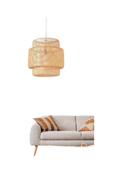 Sinnerlig Bambu Avize 50cm- İskandinav, Modern, Bohem, Rattan Avize, Aydınlatma Hasır