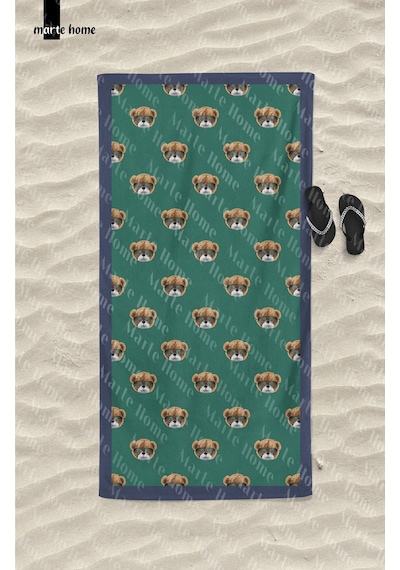 Marte Home Yeşil Teddy Bear Plaj Havlusu Yeşil