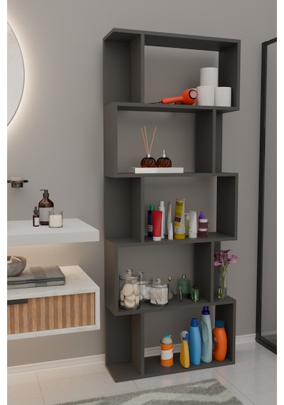 Scala 5 Raflı Banyo Dolabı Banyo Rafı Çok Amaçlı Dolap-antrasit Gri