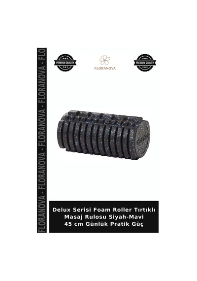 Delux Serisi Foam Roller Tırtıklı Masaj Rulosu Siyah-mavi 45 Cm Günlük Pratik Güç Siyah - Mavi