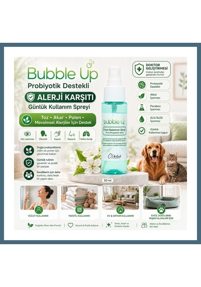 Bezos Bubble Up Probiyotik Destekli Kedi Köpek Yatak Minder Ve Kafes Spreyi 50 Ml Agc
