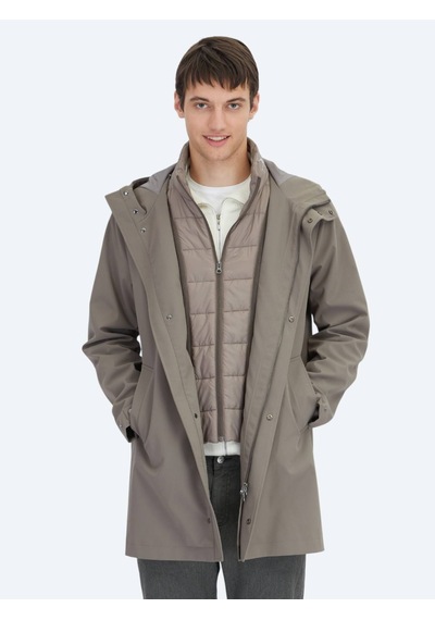 Kip Haki Oversize Fit Kruvaze Yaka Casual Dokuma Pardesü Haki