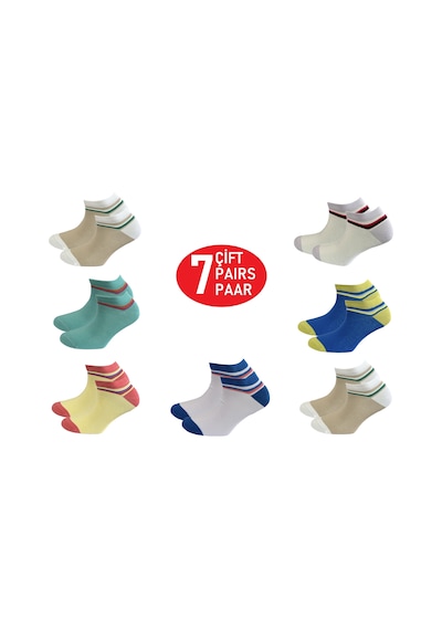Happy Body Çorap (ART.23303) Penye 7 Çift Bayan Patik Dikişsiz Çok Renkli