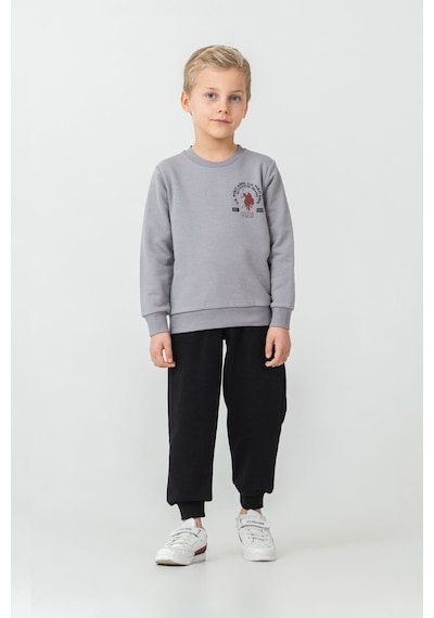 U.S. Polo Assn. Erkek Çocuk Baskılı Gri Uzun Kol Eşofman Takımı Us2624-c-v2 Us2624-c-v2