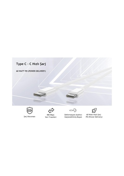 Type C-c, 1metre, 60watt Pd Hızlı Şarj Kablosu, Tpe Dış Yüzey, İphone 15/16/17 Ve Android İçin, Iph 1ad X 1metre Açık Gri
