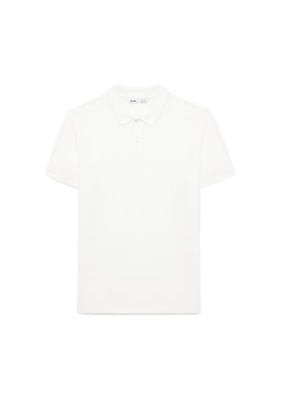 Grimelange SKYLOOM Erkek %100 Pamuk Kısa Kollu Regular Fit Beyaz Polo Yaka T-shirt