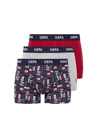 U.S. Polo Assn. U.s Polo Assn. 80509 Erkek Pamuklu 3'lü Boxer-bordo&grimelanj&baskılı Bordo