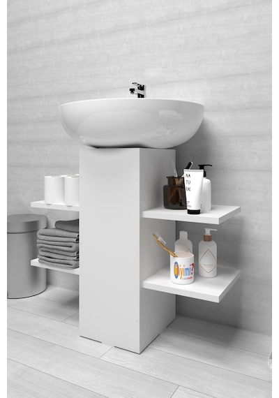 İyimi Modern Raflı Lavabo Altı Banyo Dolabı Banyo Düzenleyici Beyaz