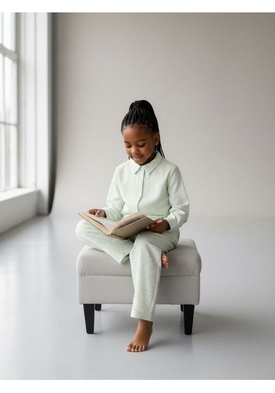 Zekids Kız Çocuk Taş Detaylı Tasarım İnce Dokulu Ceket Ve Pantolonlu Takım-17170 Mint