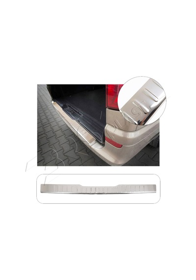 Mercedes Viano Uyumlu 2003-2014 Krom Arka Tampon Üstü Koruma Paslanmaz Çelik