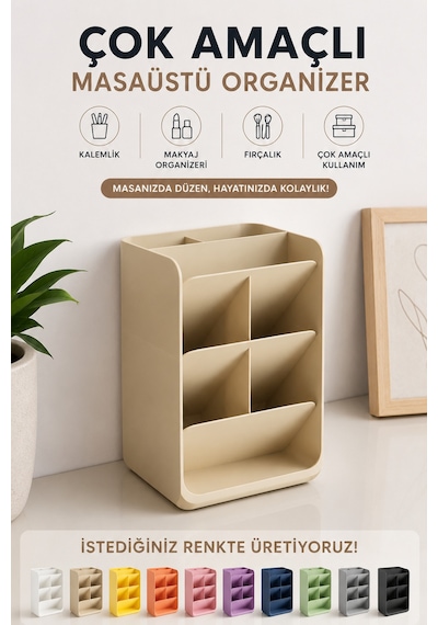 Masa Üstü Çok Amaçlı Organizer / İstediğiniz Renkte Üretim Bej