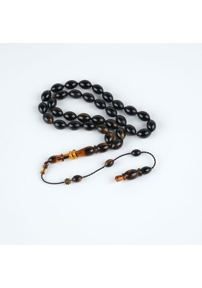 Kaplumbağa Kabuğu Bağa Beyzi Kesim 8x12mm Tesbih - Siyah Siyah