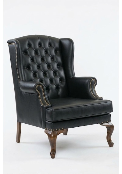 Crown Chester Klasik Ahşap Berjer Ceviz - Siyah