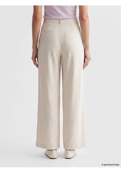 Lcwaıkıkı Classic Bej Loose Fit Kadın Pileli Kumaş Pantolon