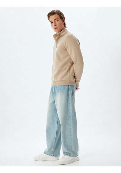 Koton Yarım Fermuarlı Yaka Sweatshirt Uzun Kollu Pamuk Karışımlı Kahverengi 5wam70002mk Kahverengi Koton Yarım Fermuarlı Yaka Sweatshirt Uzun Kollu Pamuk Karışımlı Kahverengi 5wam70002mk Kahverengi