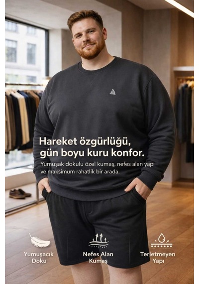 Akt Gayem Butik Çok Büyükbeden Eşofman Siyah