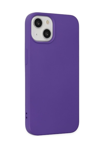 Apple iPhone Uyumlu 14 Içi Kadife Yumuşak Soft Renkli Silikon Lansman Telefon Kılıfı iPhone Uyumlu 14 Mor