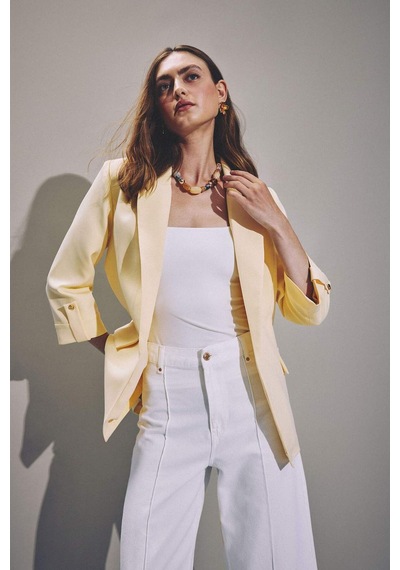Defacto Oversıze Basic Blazer Açık Sarı Ceket C3215ax26auyl487 Sarı-yl487