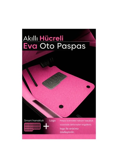 Dacia Spring 2021 2025 Access Uyumlu Eva Oto Paspas Pembe Metal Topukluklu Tam Set