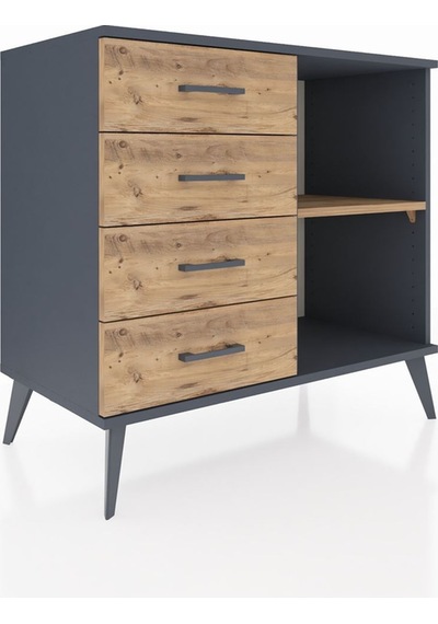 Hyperion Şifonyer Tek Raflı 4 Çekmeceli 88x44x80 Antrasit-çam Çam Hyperion Şifonyer Tek Raflı 4 Çekmeceli 88x44x80 Antrasit-çam Çam
