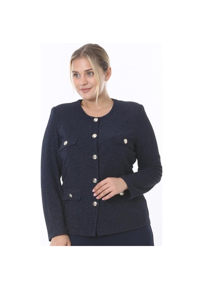Ladies First Büyük Beden 3836 Lacivert Tek Ceket 001