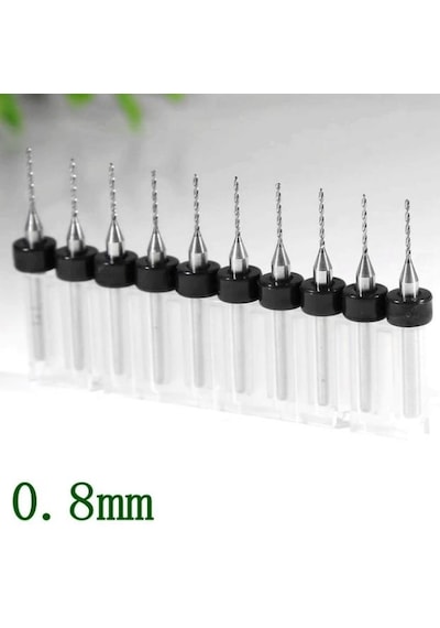 Tungsten Karbür Uçlu Freze Pcb Mikro/mini Matkap Uç 0,8mm X 10 Lu Set