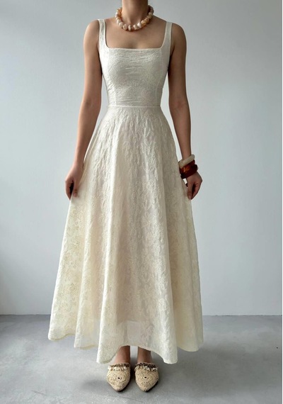 Nils Butik Krem Dantel Dokulu Salaş Maxi Elbise-nişan-nikah-mezuniyet-özel Davet Açık Bej Nils Butik Krem Dantel Dokulu Salaş Maxi Elbise-nişan-nikah-mezuniyet-özel Davet Açık Bej