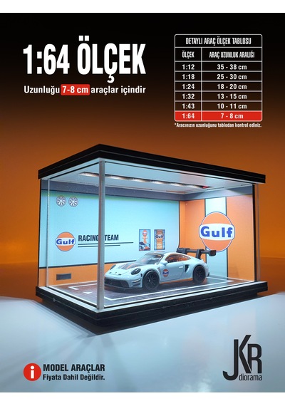 Gulf Diecast Led Işıklı Akrilik Korumalı Stand/diorama 1:64 Ölçek