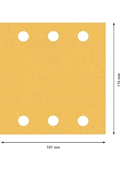 Professional 10x Expert C470 Zımpara Kağıtları 6 Delikli Boyalı Ahşap, Sert Ahşap, 115x107 Mm, Kum Kalınlığı