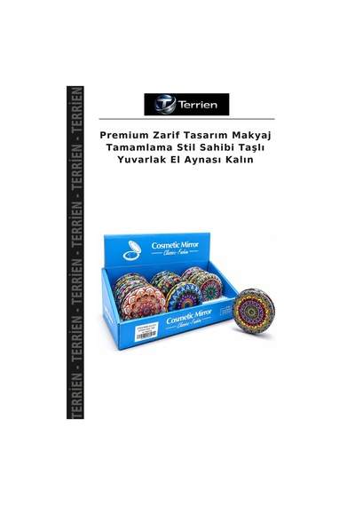 Premium Zarif Tasarım Makyaj Tamamlama Stil Sahibi Taşlı Yuvarlak El Aynası Kalın Gümüş