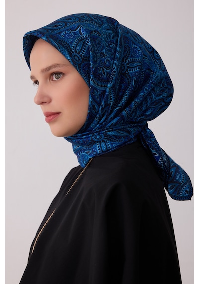 Belli Etnik Desen %100 Twill İpek Eşarp Be04 Saks