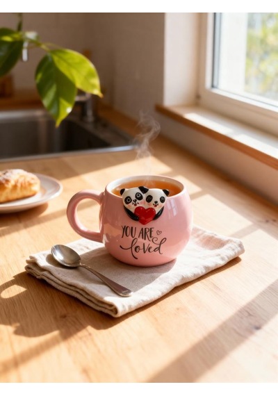 3d Kalp Tutan Pandalar Kupa 420 Ml Pembe