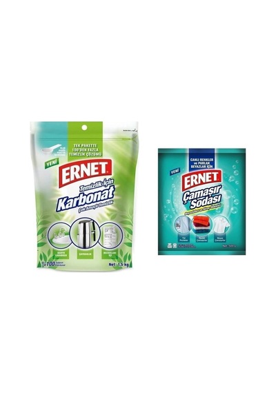 Ernet Temizlik İçin Karbonat 1,5 Kg+ Çamaşır Sodası 500 Gr 1 KG