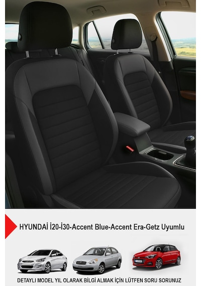 Mocha Taytüyü Oto Koltuk Kılıfı Hyundai İ20-i30-accent Blue-era-getz Uyumlu Siyah