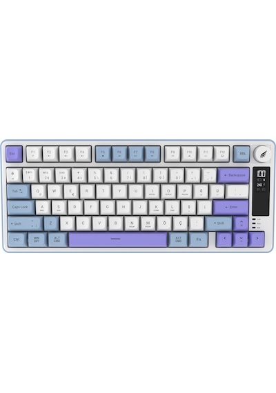 Hawk Gaming Hk255 Membrane Lcd Rgb Kablosuz/bluetooth Mavi Mor %75 Türkçe Gaming Klavye