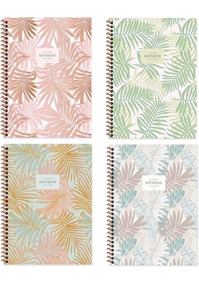 Keskin 385241-99 16,5x22,5 80 Yp. Çizgili Karton Kapak Spiralli La Plume Leaves Defter
