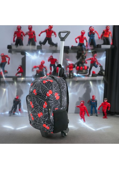 Çocuk Anaokulu Kreş Çekcekli Çanta 2 Bölmeli Suluklu Spiderman