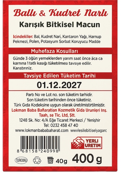 Ballı Kudret Narlı Bitkisel Macun 400 G