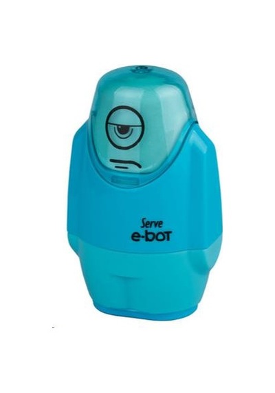 Serve E-Bot Silgili Kalemtraş Fosforlu  Mavi