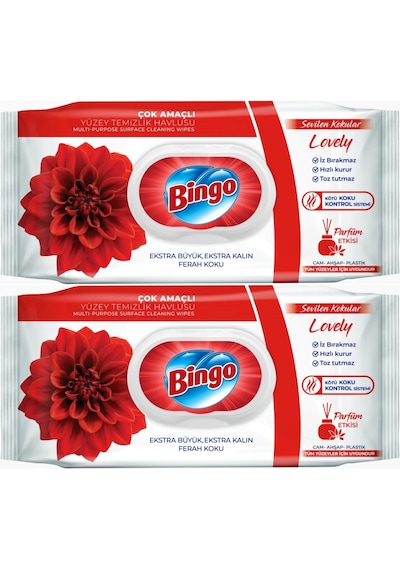 Bingo Clean Yüzey Temizlik Havlusu 96 Yaprak Lovely - Gül 2'li Set