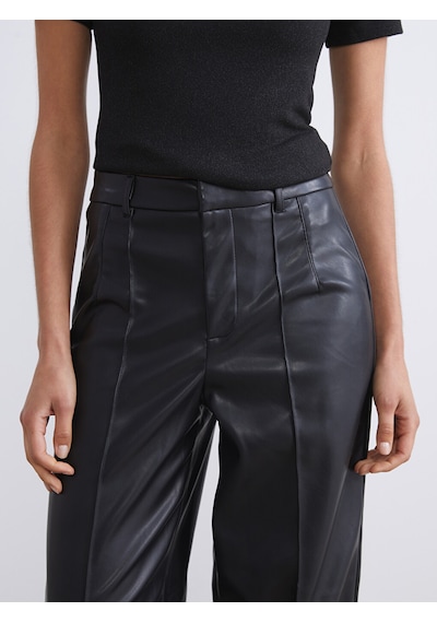Lcwaıkıkı Classic Siyah Standart Fit Kadın Deri Görünümlü Pantolon