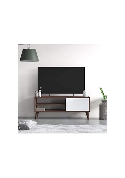 Ceviz Renkli 110 Cm Tv Ünitesi, Kitaplık Ve Tv Sehpası Açık Ceviz