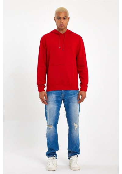 Süperlife Erkek Kapşonlu Regular Fit İnce Sweatshirt Spr 20k55 Kırmızı