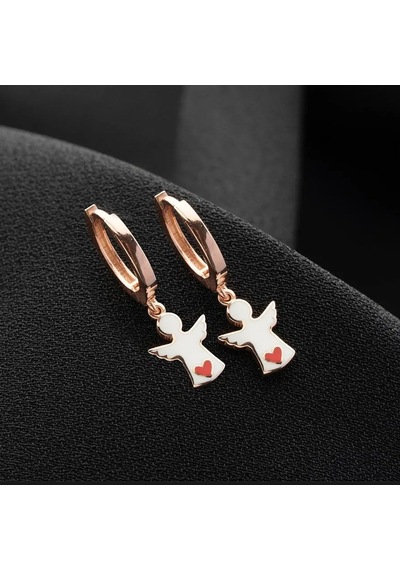 Vaoov 925 Ayar Gümüş Beyaz Mineli Melek Küpe Rose Gold
